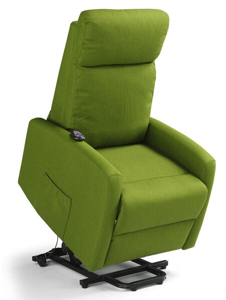 Poltrona Alzapersona Elettrica 2 Motori 67x75x110 cm in Tessuto Seattle Verde Adrenalina