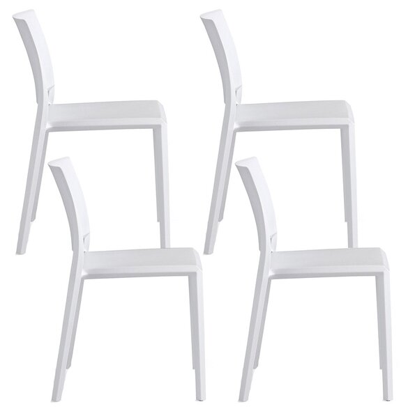 Set 4 Sedie Impilabili 82x45x53 cm in Polipropilene e Fibra di Vetro Megan Bianco