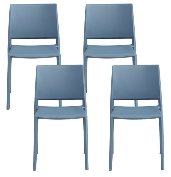 Set 4 Sedie Impilabili 82x45x53 cm in Polipropilene e Fibra di Vetro Megan Avio
