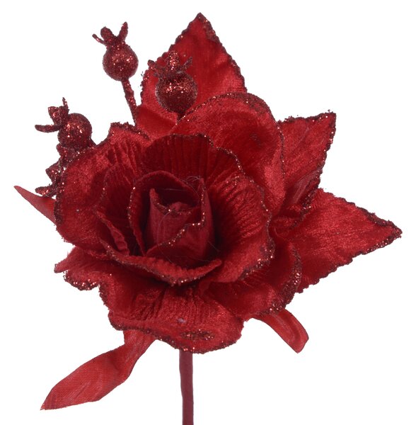 Set 24 Pick Rosa e Bacche Ø10 cm Rosso