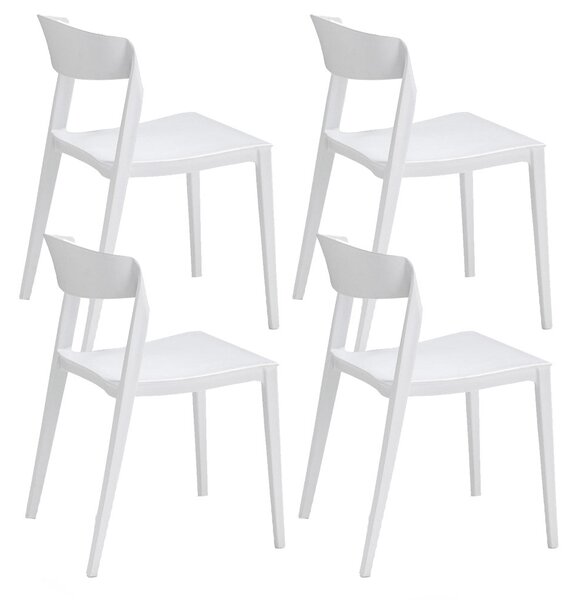 Set 4 Sedie Impilabili 79x51,5x49 cm in Polipropilene e Fibra di Vetro Paola Bianco