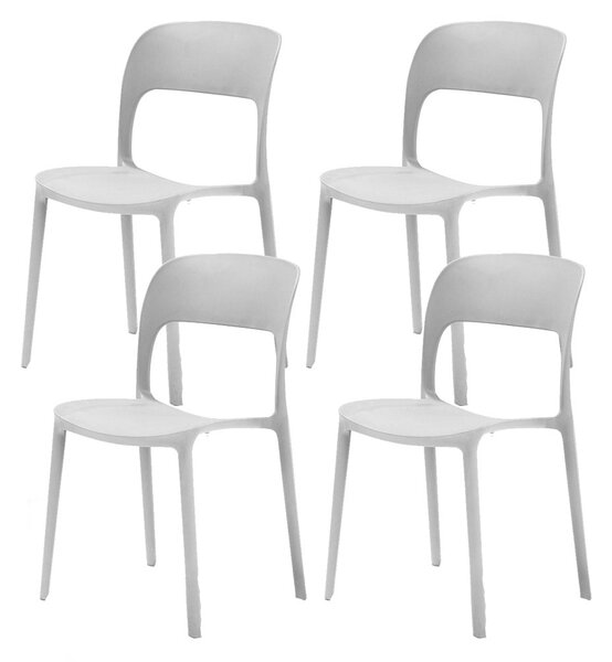 Set 4 Sedie Impilabili 85x45x56 cm in Polipropilene e Fibra di Vetro Kate Bianco