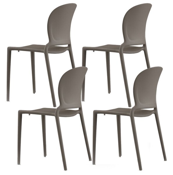 Set 4 Sedie Impilabili 83x48x55 cm in Polipropilene e Fibra di Vetro Jasmine Tortora