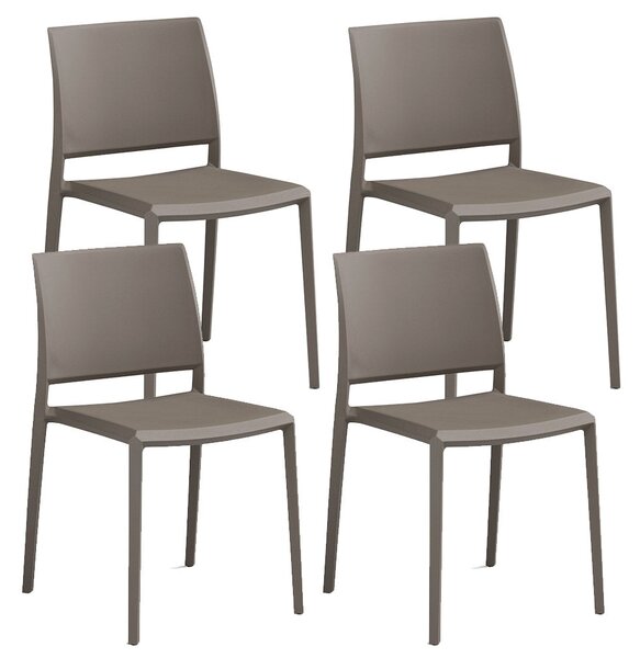 Set 4 Sedie Impilabili 82x45x53 cm in Polipropilene e Fibra di Vetro Megan Tortora