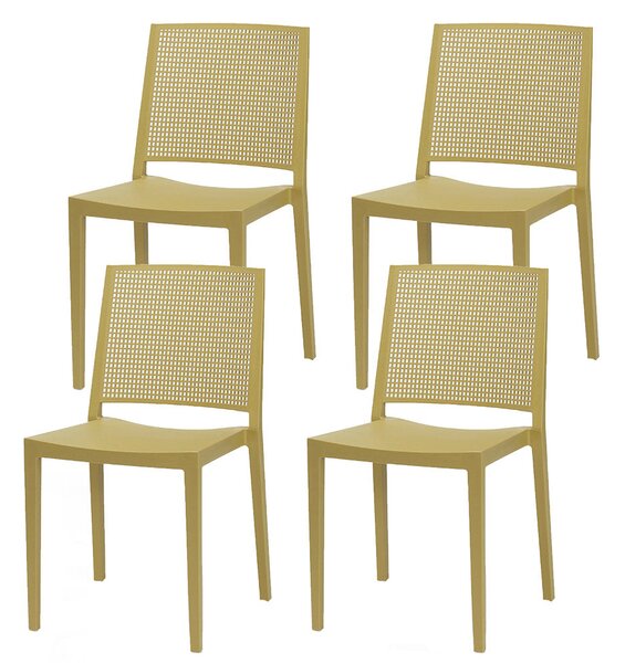 Set 4 Sedie Impilabili 81x46x56 cm in Polipropilene e Fibra di Vetro Porto Senape