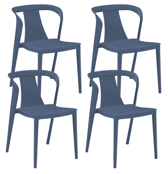 Set 4 Sedie Impilabili 78x55x50 cm in Polipropilene e Fibra di Vetro Alba Petrolio