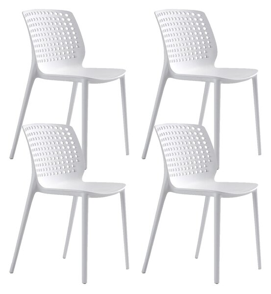 Set 4 Sedie Impilabili 80x45x50 cm in Polipropilene e Fibra di Vetro Wanda Bianco