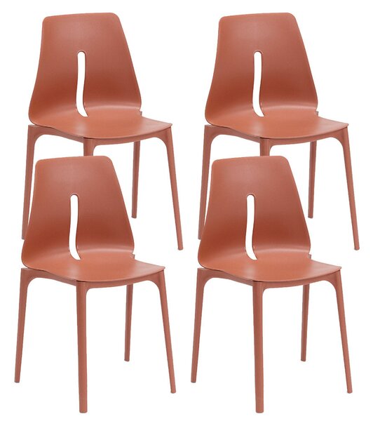 Set 4 Sedie Impilabili 85x50x51 cm in Polipropilene e Fibra di Vetro Lisbona Mattone