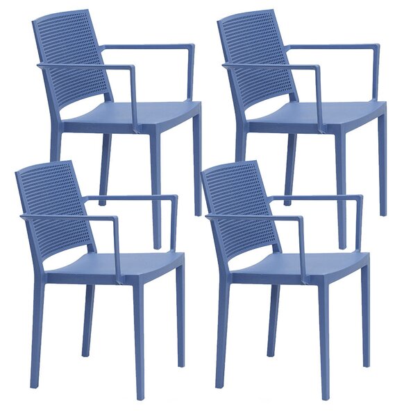 Set 4 Sedie Impilabili 81x57x56 cm con Braccioli in Polipropilene e Fibra di Vetro Porto Carta di Zucchero
