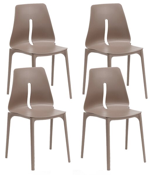 Set 4 Sedie Impilabili 85x50x51 cm in Polipropilene e Fibra di Vetro Lisbona Tortora