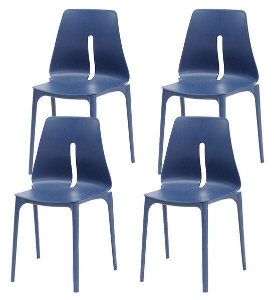Set 4 Sedie Impilabili 85x50x51 cm in Polipropilene e Fibra di Vetro Lisbona Petrolio