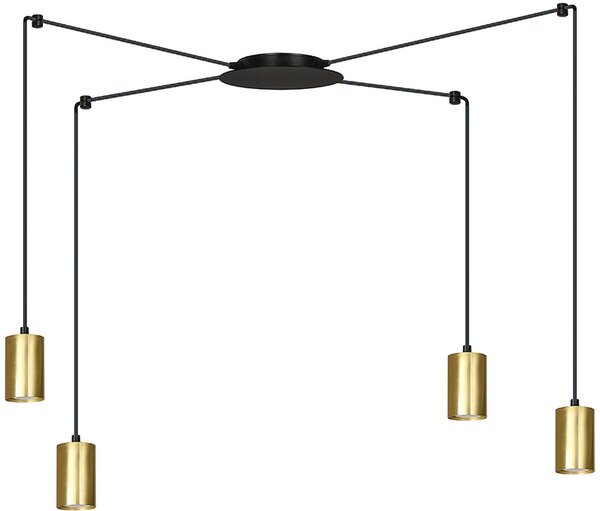 Emibig Traker lampada sospesa 4x8 W nero-oro 526/4