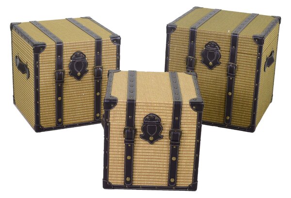 Set 3 Baule in Similpelle intreccio quadro