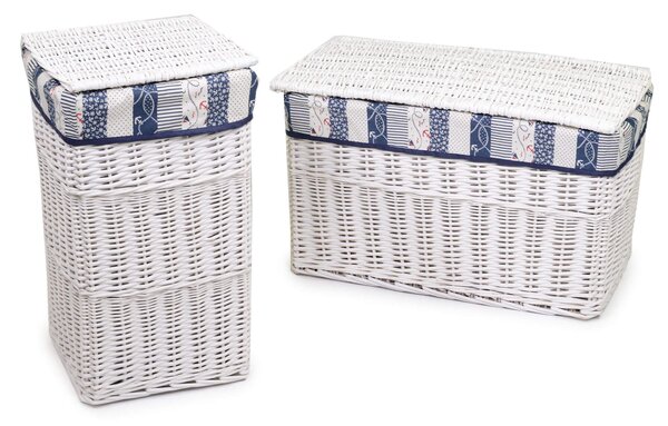 Set 2 Baule giuseppe con cestone in vimini bianco