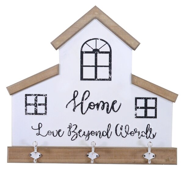 Appendino in legno in metallo breslavia 3 posti bianco cm 60x56x7,5