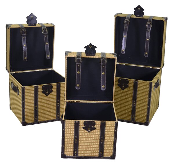 Set 3 Baule in Similpelle intreccio quadro