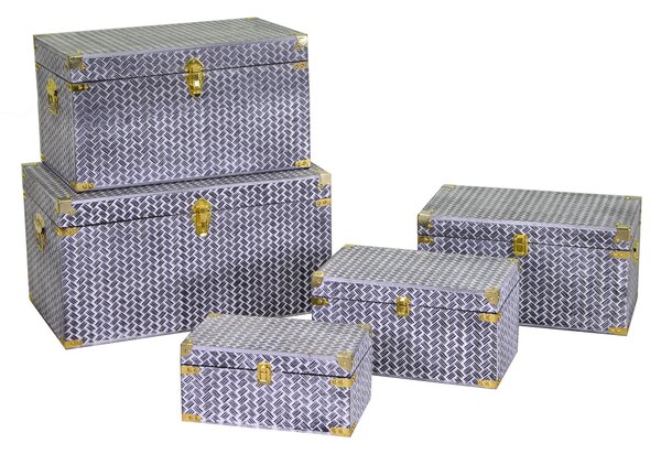 Set 5 Baule in legno nero rettangolare