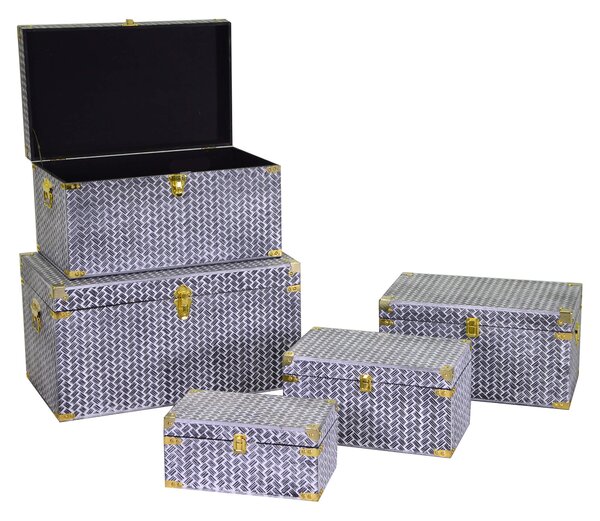 Set 5 Baule in legno nero rettangolare