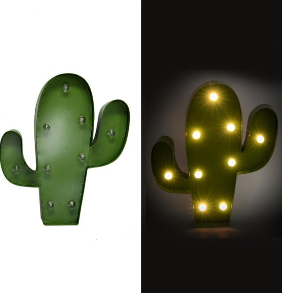 Cactus in metallo verde con led cm 25,5x30,5x5