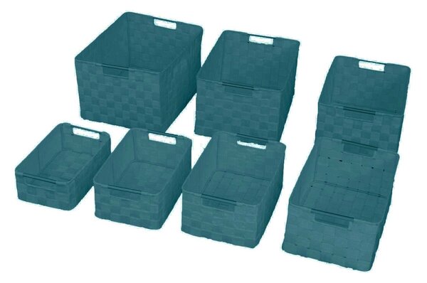 Set 7 Cassetti in poliestere verde acqua rettangolare