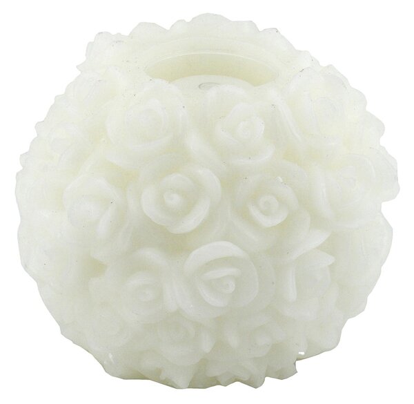 Candela led bianco con rose fontana cm Ø25xh20