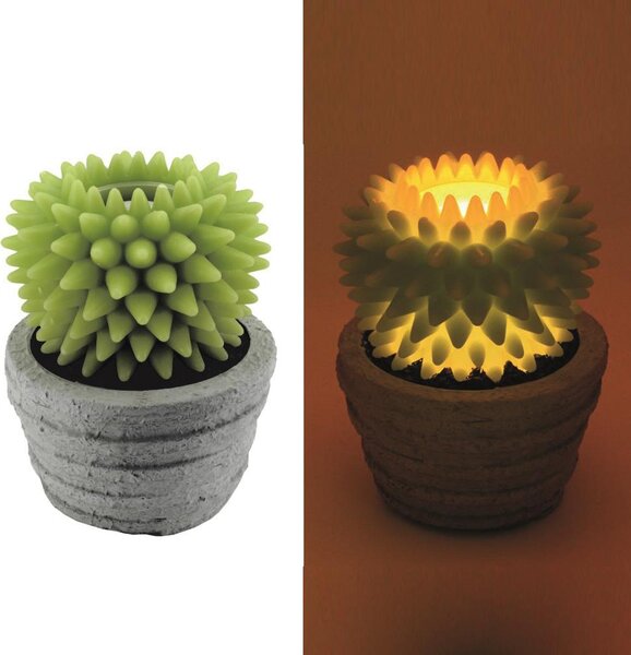 Candela led cactus con vaso fontana cm Ø23xh28