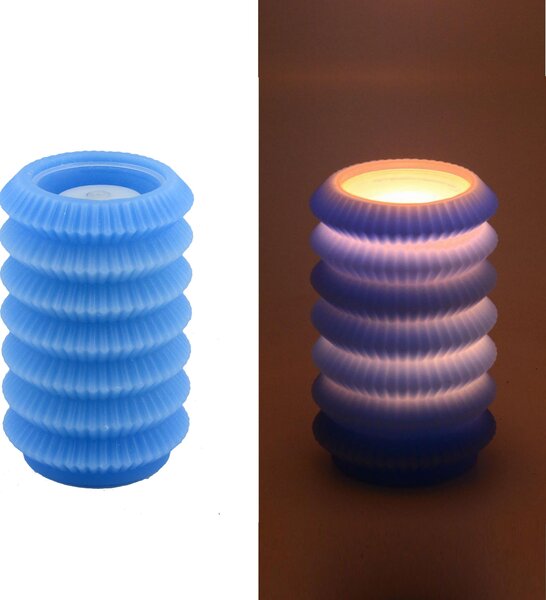 Candela led lanterna blu fontana cm Ø13,5xh20