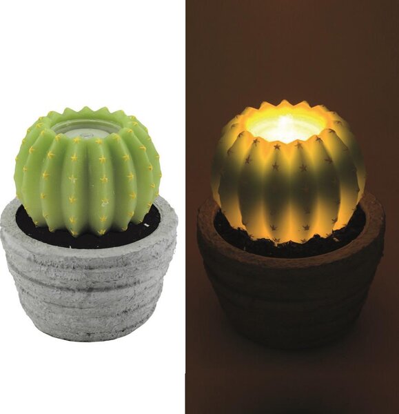 Candela led cactus con vaso fontana cm Ø23xh28