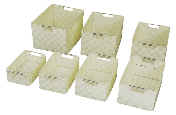 Set 7 Cassetti in poliestere crema cm 38x28xh21