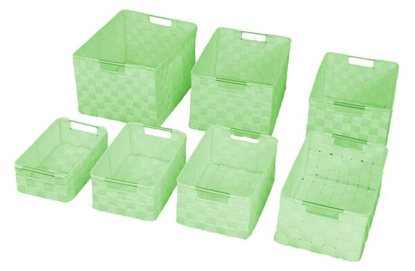Set 7 Cassetti in poliestere verde chiaro rettangolare