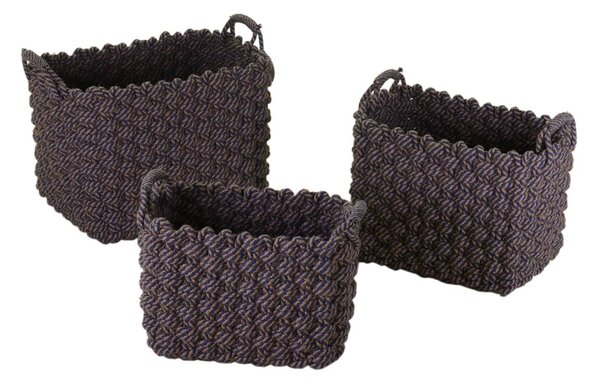 Set 3 Ceste in tessuto crema blu rettangolare