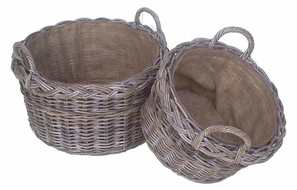 Set 2 Ceste cloe con m tonda con fodera juta