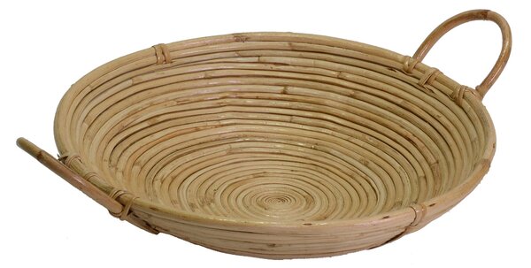 Cesta giunco naturale con manici tondo cm Ø40xh10x40