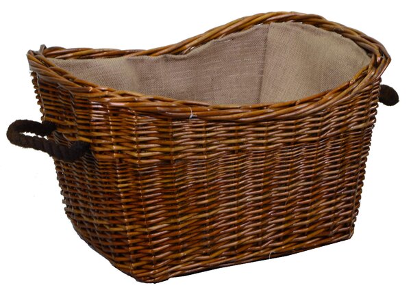 Cesta in vimini fodera juta con manici corda marrone rettangolare cm 58x42xh34