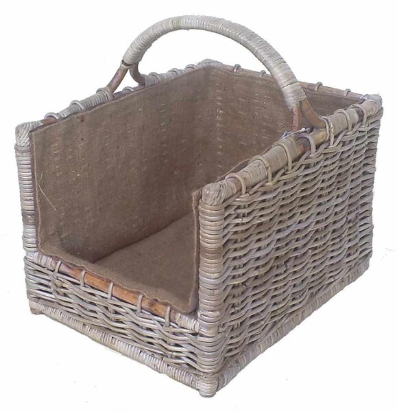 Cesto portalegna cloe dritto rettangolarecon fodera juta cm 50x38xh33/47