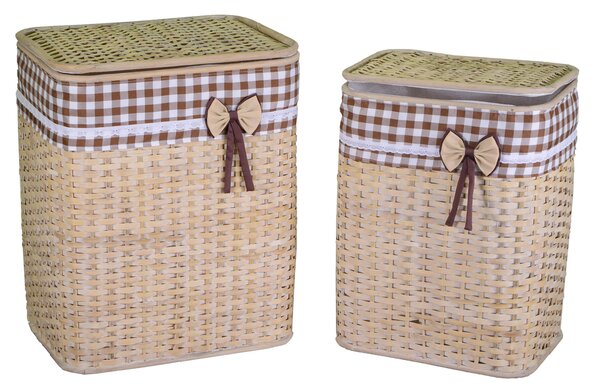 Set 2 Ceste Portabiancheria in rattan tobia naturale rettangolare