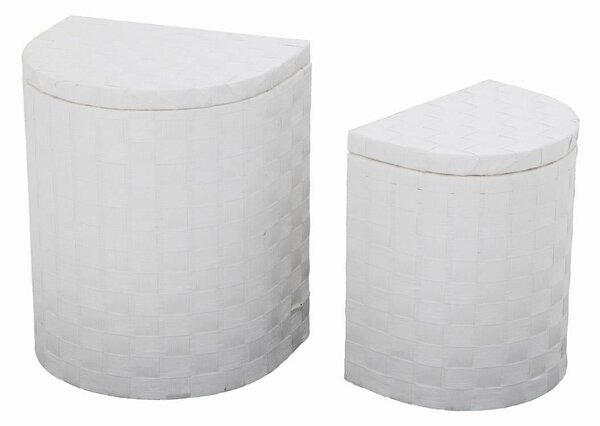 Set 2 Ceste Portabiancheria paper bianco con fod mezzaluna