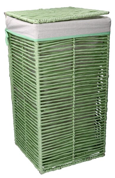 Cesto Portabiancheria paper hilary verde chiaro quadro pieghevole cm 31x31xh60
