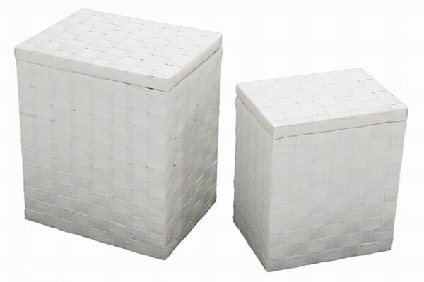 Set 2 Ceste Portabiancheria paper bianco con fodera rettangolare