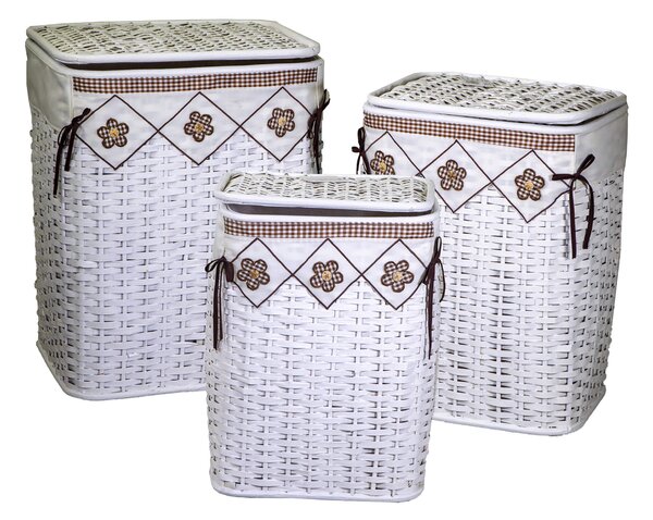 Set 3 Ceste Portabiancheria in rattan claudio rettangolare