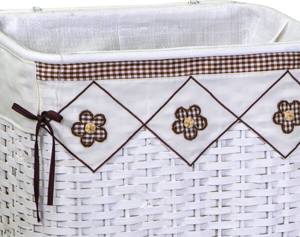 Set 2 Ceste Portabiancheria in rattan bianco fodera Claudio marrone rettangolare