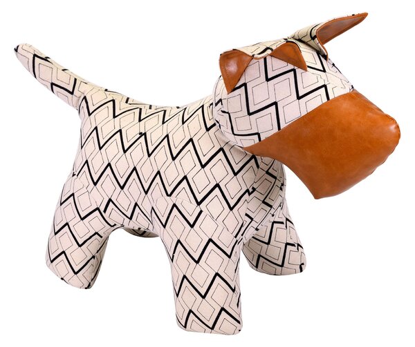 Fermaporta in tessuto in Similpelle marrone bianco cane cm 58x25xh42