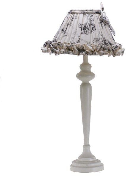 Lampada in metallo crema cm 30xh68 vintage con fiocco grigio