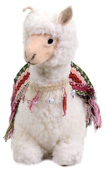 Pupazzo Lama bianco seduto con campanellini cm 37,5x17xh37
