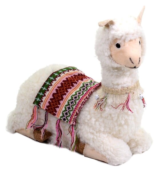 Pupazzo Lama bianco seduto con campanellini cm 37,5x17xh37