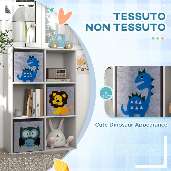 ZONEKIZ Scaffale Libreria Portagiochi Armadietto a Scomparti per Bambini 3+ Anni a 6 Cubi, in MDF e Melamina, Grigio e Bianco|Aosom Italy