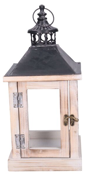 Lanterna in legno sbiancato rettangolare cm 17x17xh37