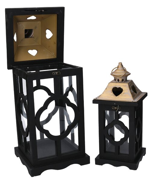 Set 2 Lanterna in legno nero