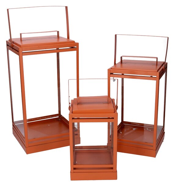 Set 3 Lanterna in metallo arancione