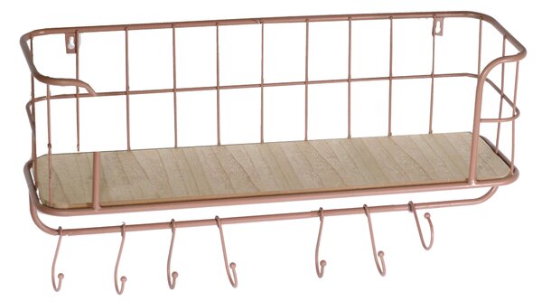 Mensola in legno e in metallo marrone arrugginito cm 59x18xh31